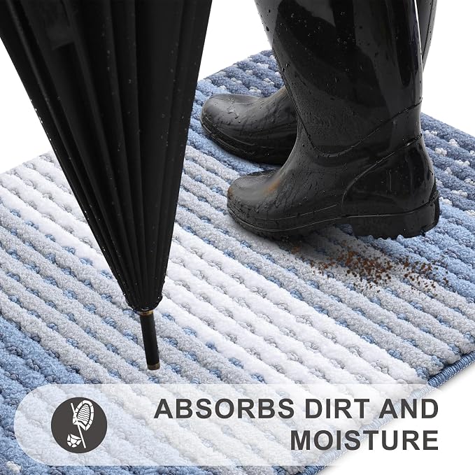 Kitinjoy Indoor Outdoor Door Mat, 59x20 Non-Slip Absorbent Dirt Trapper - Image 2