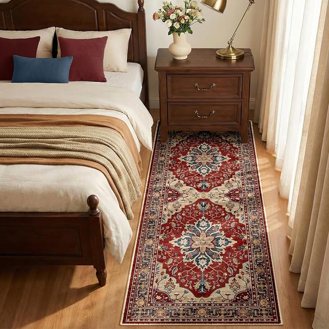 RELEANY Area Rugs Runner 2'x5' Washable Non-Slip, Floral Vintage Distress - Image 2
