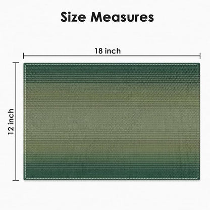Emvency Farmhouse Placemats Set of 4, 12x18 Inch, Geometric Striped | Sage - Image 3