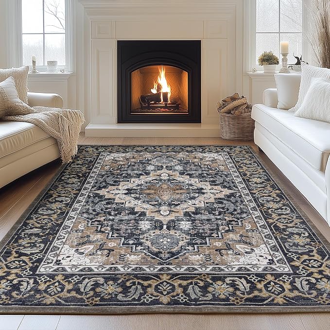 Lessymo Area Rugs 5x8, Machine Washable Area Rug, Super Soft Faux-Wool Area Rugs by Lessymo