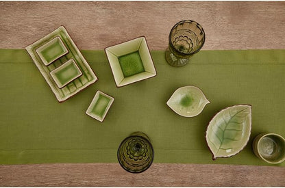Solino Home 100% Pure Linen Dining Table Runner Avocado Woven, 14 x 90 in | - Image 3