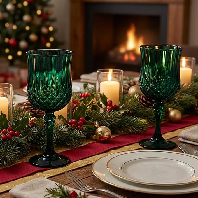 12Pack Plastic Wine Glasses, 7oz Vintage Goblets - Image 3