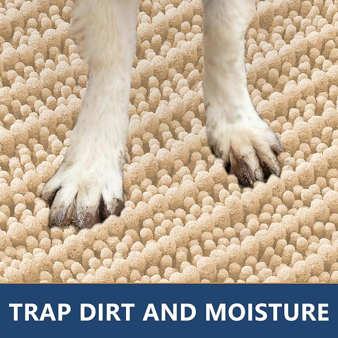 Smiry Dog Door Mat for Muddy Paws 24x16, Absorbent Dirt Trapper, Non-Slip - Image 4