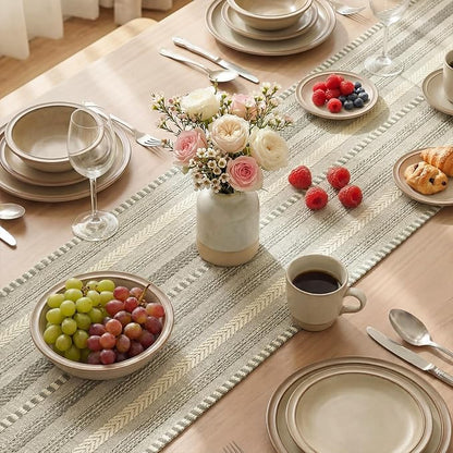 Artoid Mode Dark Grey Farmhouse Stripe Braided Table Runner 12x48 Inch | - Image 4
