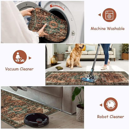 Moynesa Ultra-Thin Washable Vintage Runner Rug - Image 3