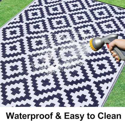 Smiry Waterproof Outdoor Rug 9X18 ft, Reversible Plastic Straw Patio Camping - Image 2