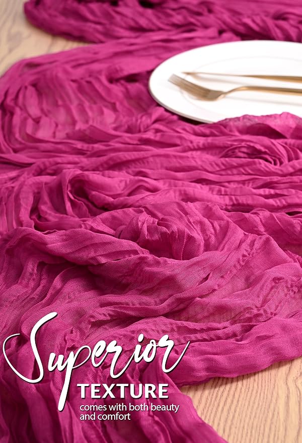 4 Pack Cheesecloth Table Runner 10FT Fuschia Table Runner Boho Gauze Cheese - Image 4