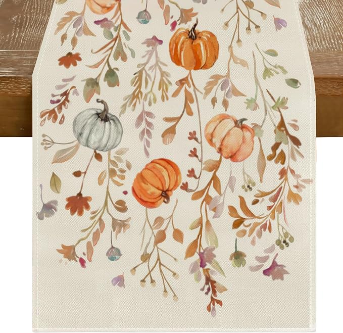 RABUSOFA Fall Table Runner 13x60 Inch Pumpkins Fall Decor by RABUSOFA