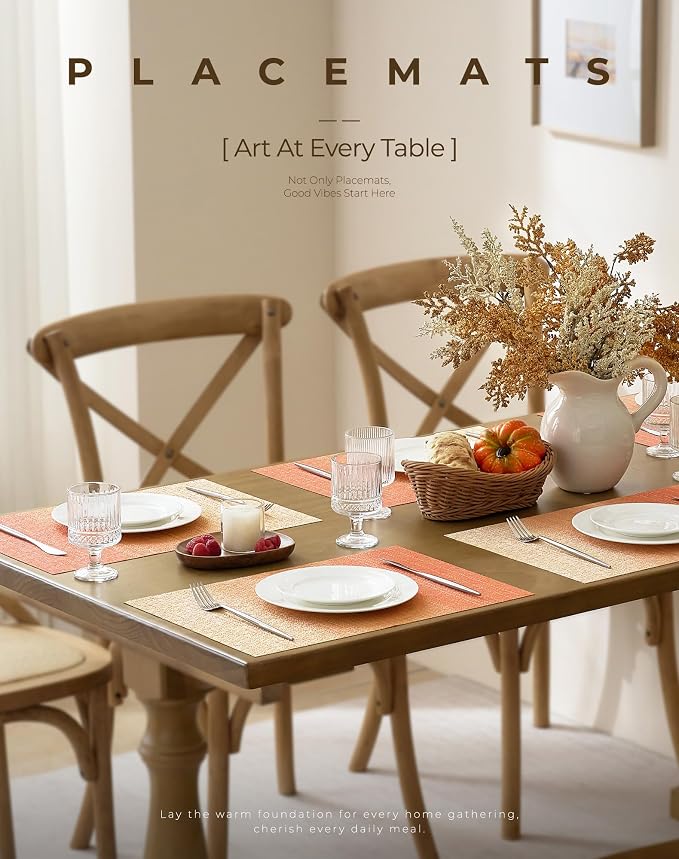 Leetaltree Gradient Burnt Orange Woven Placemats Set of 12 - Image 2