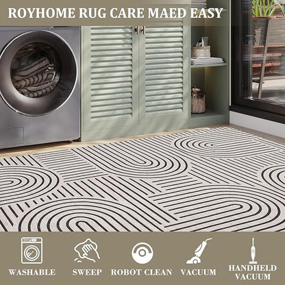 Washable Rug 6ft Area Rugs for Living Room, Abstract Rug for Bedroom, Soft - Image 5
