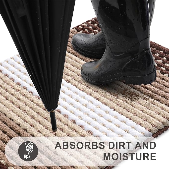 Kitinjoy Indoor Outdoor Door Mat, 32x20 Non-Slip Absorbent Dirt Trapper - Image 2