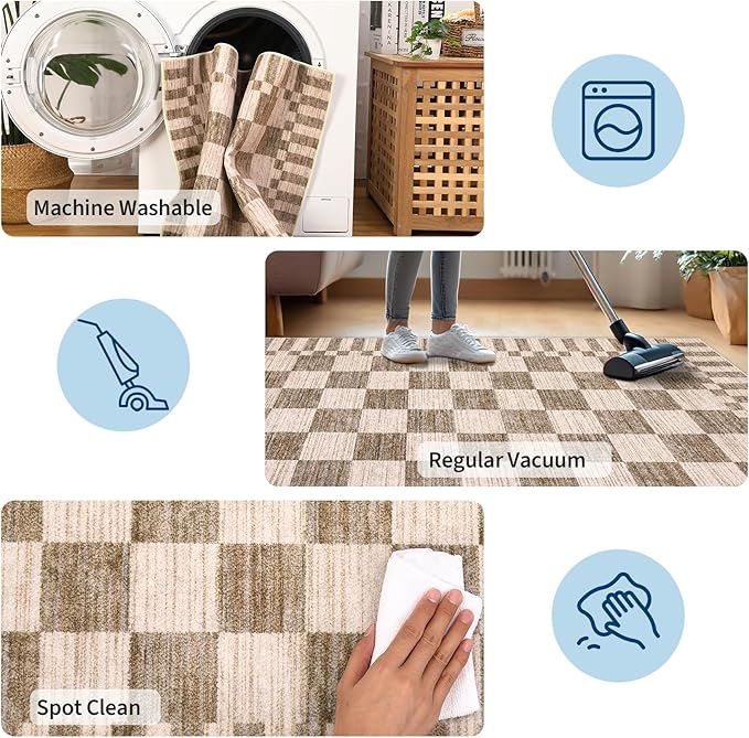 GarveeHome Brown Checkered Rug 4×6 Area Rugs - Image 7
