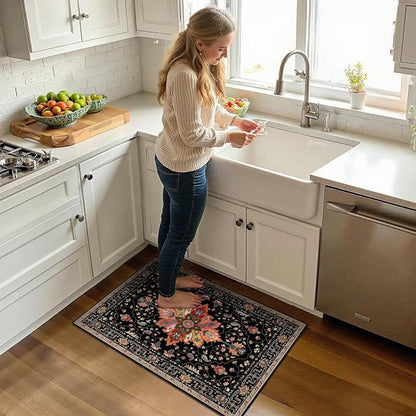 RELEANY Area Rugs Small 2'x3' Washable Non-Slip, Floral Vintage Distress - Image 3