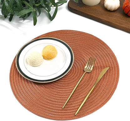 SHACOS Round Placemats Set of 6 Washable 15 inch Round Placemat Cotton - Image 8