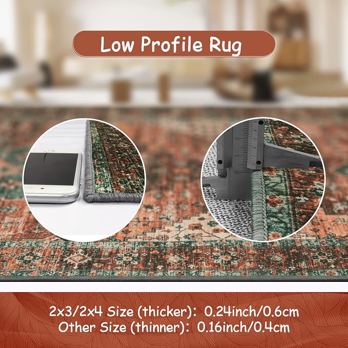 Moynesa Ultra-Thin Washable Vintage Runner Rug - Image 4