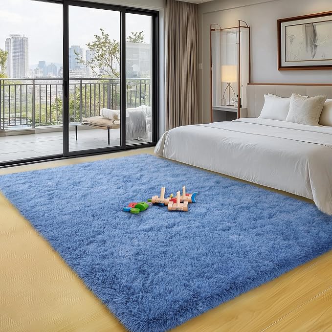 qulint Blue Rug for Living Room 5x7, Large Fluffy 5x7 Area Rug for Bedroom Soft - Image 7