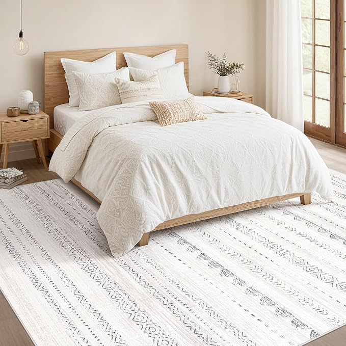 Nakagishi 6x8 Area Rugs Living Room: Washable Boho Large Neutral Soft Farmhouse - Image 4