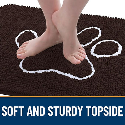 OLANLY Dog Door Mat for Muddy Paws 59x32, Paw Print Design, Absorbs Moisture - Image 4