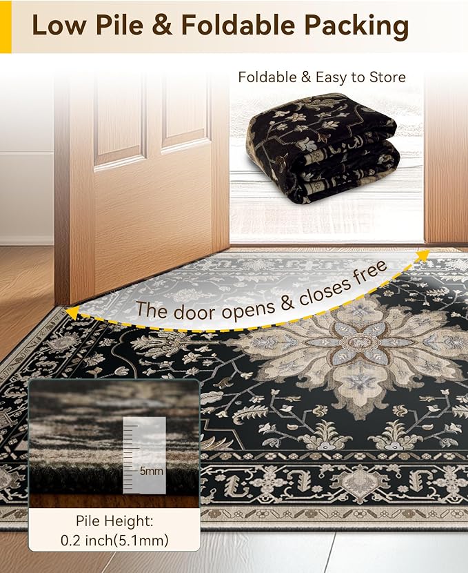 RELEANY Area Rugs Runner 2'6"x10' Washable Non-Slip, Floral Vintage Distress - Image 4