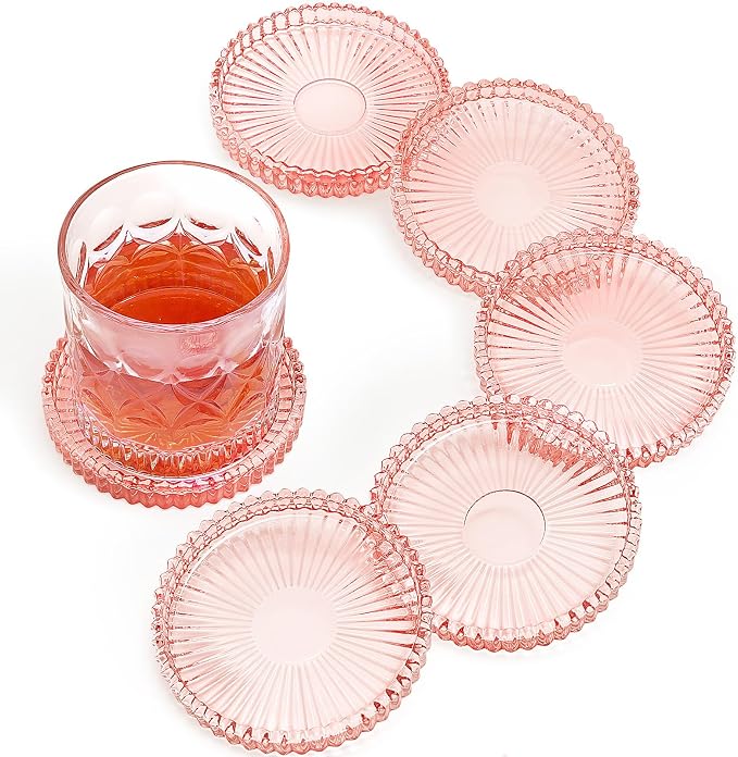 Modern Clear Glass Coasters Set of 6, Cute Coasters Table Mats by GOHDODD