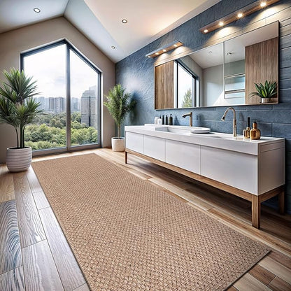 CAMILSON Indoor and Outdoor Runner Rug Natural Solid Boho Woven Design - Image 7