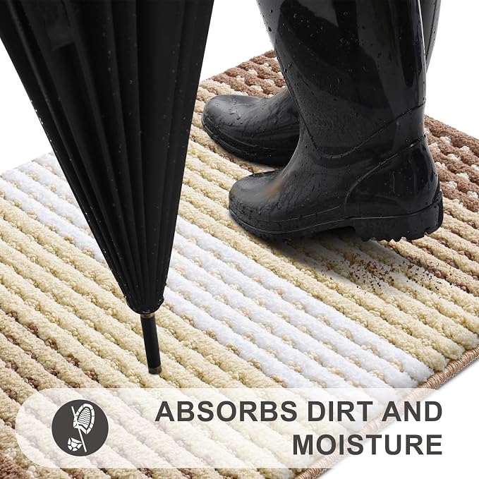 Kitinjoy Indoor Outdoor Door Mat, 48x30 Non-Slip Absorbent Dirt Trapper - Image 2