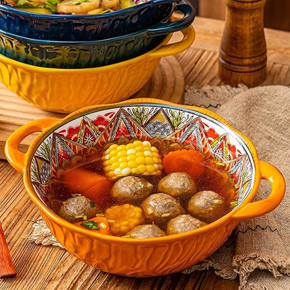 2 Pack Boho Ceramic Serving Bowls - Image 7