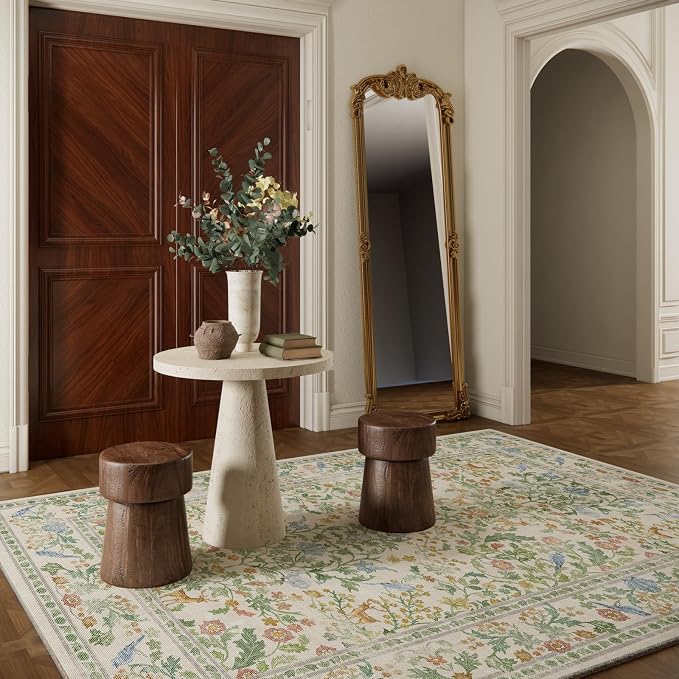 Washable Area Rugs for Living Room: 5x7 Bedroom Rug Vintage Rugs Stain - Image 7