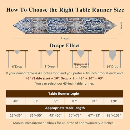 Wedding Table Runner 48“ Navy Blue and White Tassels - Image 6