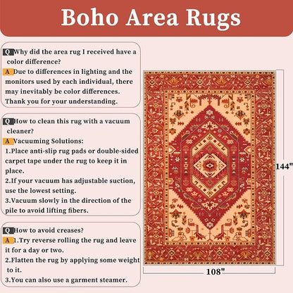 SERISSA 9x12 Area Rugs for Living Room, Large Washable Non-Slip Boho Rug - Image 2