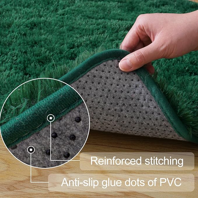 qulint Green Area Rug for Living Room, 6x9 Area Rug Shag Shaggy Fluffy Rug for - Image 3