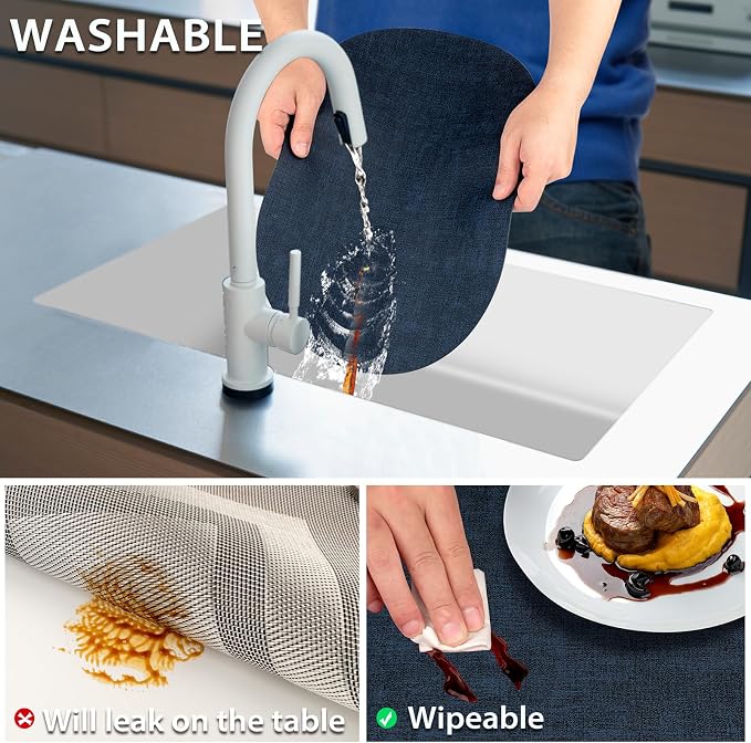 Placemats Set of 4-17" x 11.8" Waterproof & Heat Resistant Oval Place Mats - Image 4