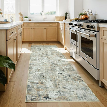2x6 Hallway Runner Rug Non-Slip Washable, Abstract Soft Kitchen Runner Rugs - Image 2