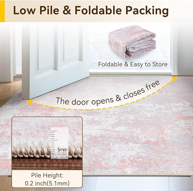 RELEANY Washable Area Rugs 6'x9' Non-Slip Modern Abstract Soft - Image 8