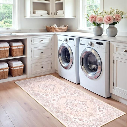 RELEANY Area Rugs Runner 2'x6' Washable Non-Slip, Floral Vintage Distress - Image 2