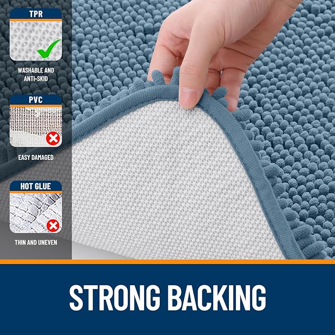 OLANLY Bathroom Rugs 30x18, Extra Soft Absorbent Chenille Bath Rugs, Rubber - Image 7