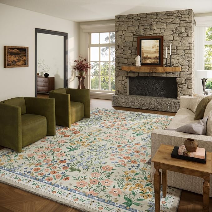 Washable Area Rugs for Living Room: 9x12 Area Rug for Bedroom Vintage Stain by palohom