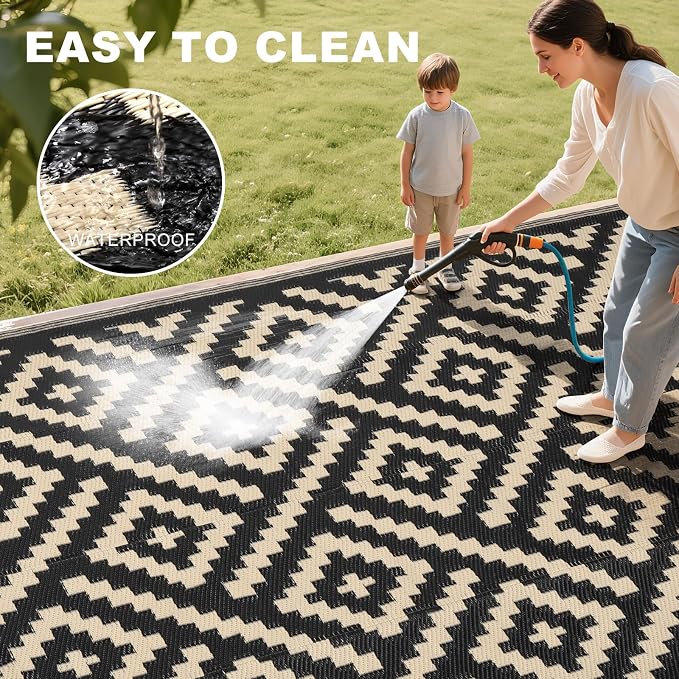 RURALITY Outdoor Rugs 6x9 Feet for Patios Clearance, Plastic Straw Waterproof - Image 5
