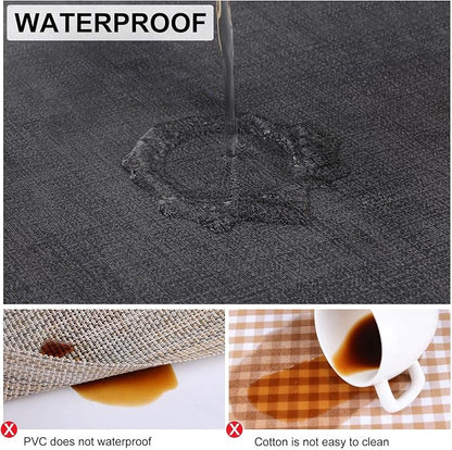 Faux Leather Heat Resistant Placemats 6 Packs, Waterproof Wipeable Dining PU - Image 4
