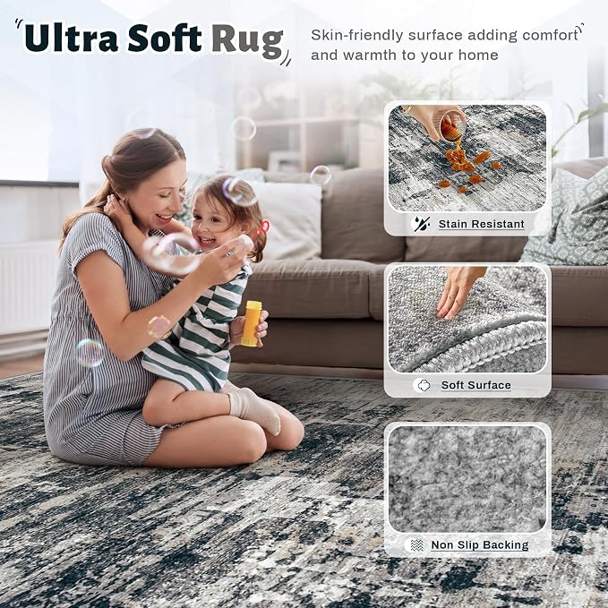 XLUEZ 10x14 Area Rugs for Living Room, Washable Modern Abstract Large Area Rug - Image 4