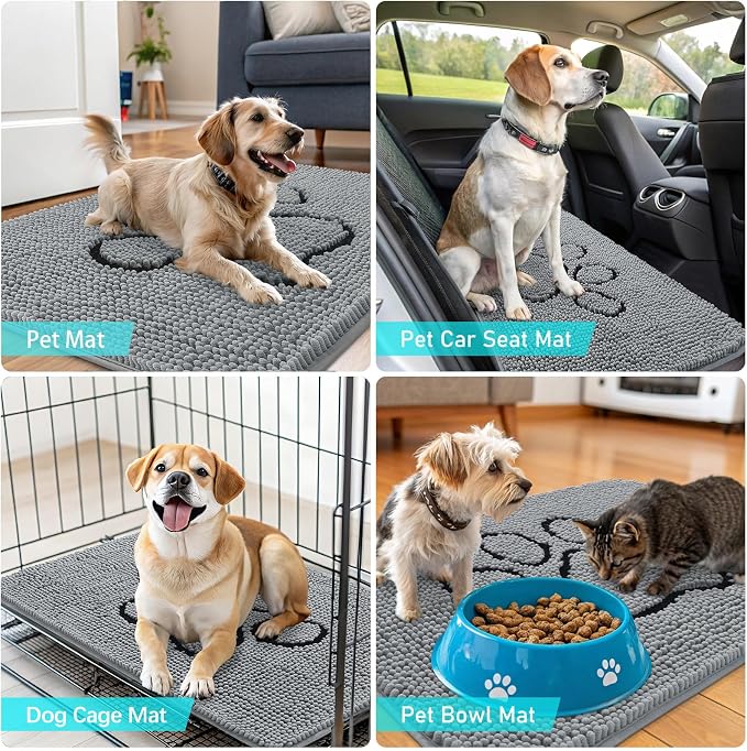 OLANLY Dog Door Mat for Muddy Paws 40x24, Paw Print Design, Absorbs Moisture - Image 7