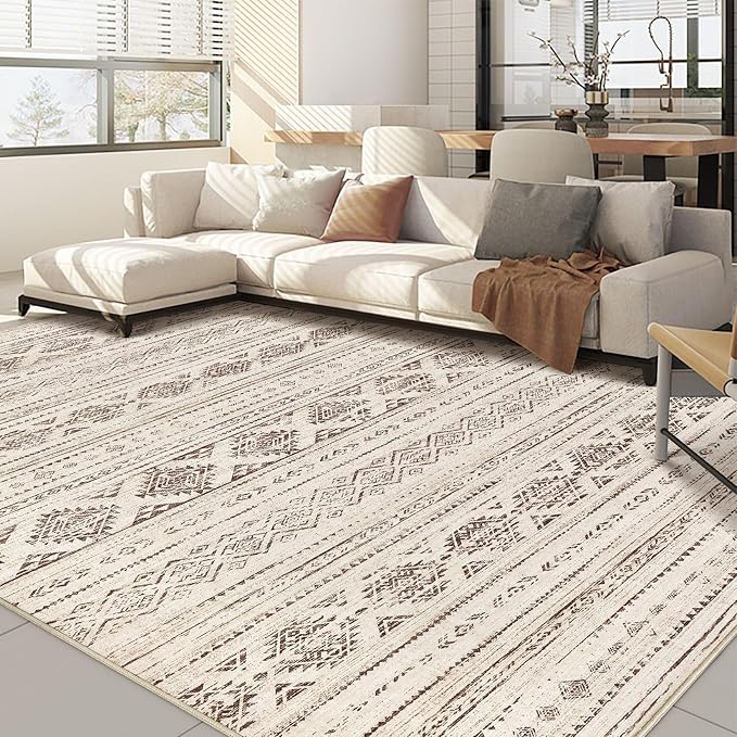 Nakagishi 6x9 Area Rugs Living Room: Washable Boho Large Neutral Soft Farmhouse by NakagishiAreaRug