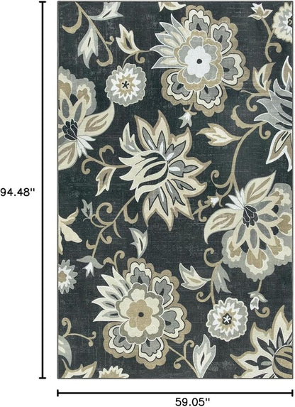 Lahome Floral Indoor Outdoor Rug, 5x8ft Non-Slip Outdoor Patio Rug - Image 2