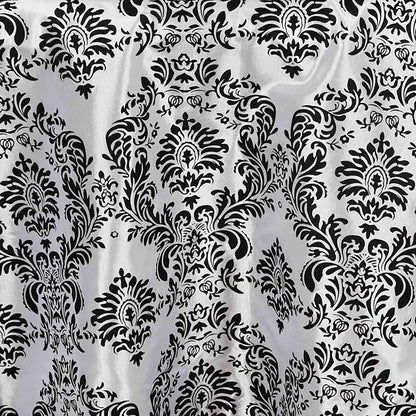Efavormart 120" Black Velvet Flocking Damask Tafetta Round Tablecloth - Image 3