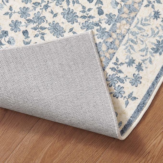 jinchan Zenith Corner Rug 5x5 Area Rug Floral Soft Aesthetic Rug Non-Slip Low - Image 7