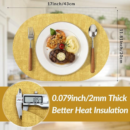 Placemats Set of 4, 11.8 x 17 Inch, Waterproof Wipeable Reversible PU Placemat - Image 3