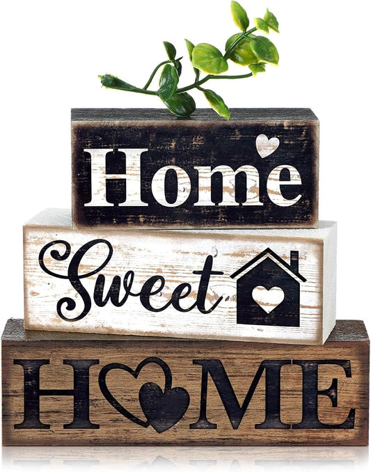 Moucuny 4 Pcs Farmhouse Wooden Tabletop Decor Farmhouse Tiered Tray Decor by Moucuny
