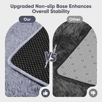 Area Rug for Living Room Bedroom: 8x10 Grey Soft Fluffy Shag Upgrade Non-Slip - Image 6