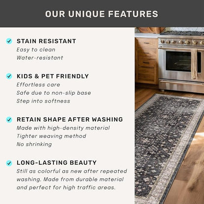Dark Washable Long Runners for Hallways, Entryway Indoor Rug, Non Slip Rubber - Image 7
