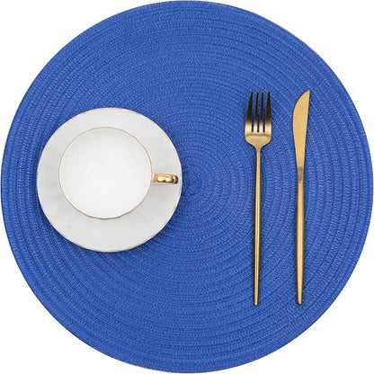 SHACOS Round Placemats Set of 6 Washable 15 inch Round Table Mats Cotton - Image 2